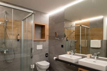Hôtel 4 étoiles Canton Fribourg, Les Paccots · Boutique Hôtel Corbetta salle de bain